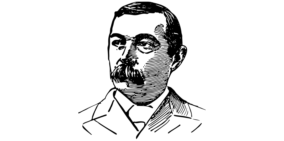 a portrait line art of Sir Arthur Conan Doyle