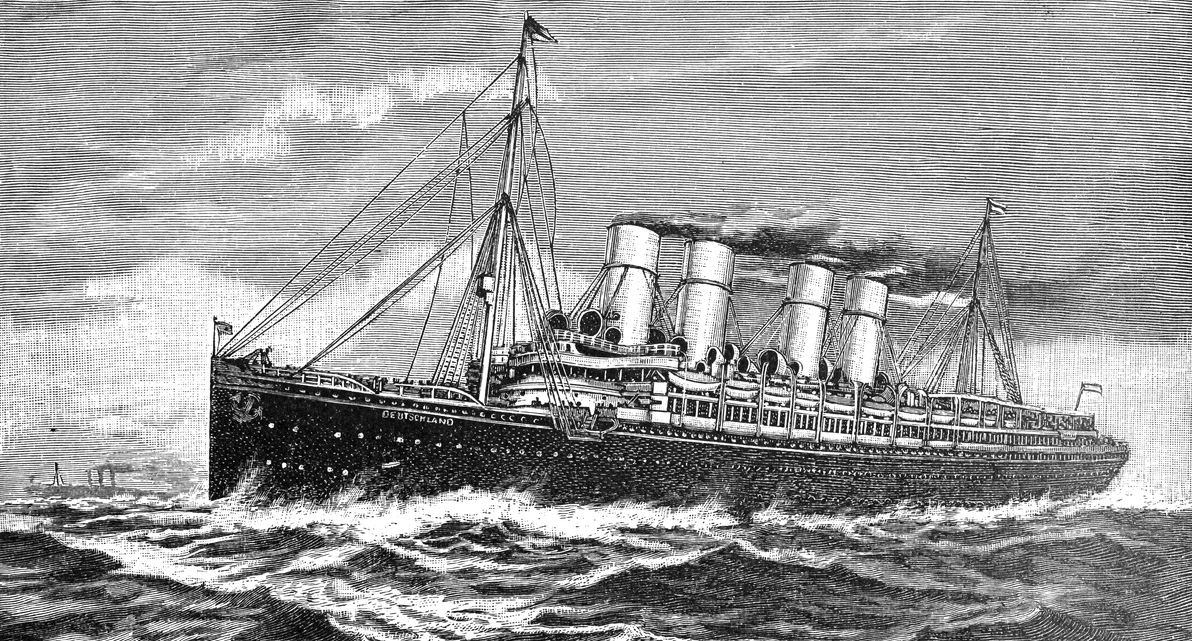 an illustration of a steam ship