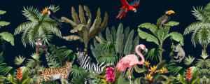 illustration of different animals in a jungle