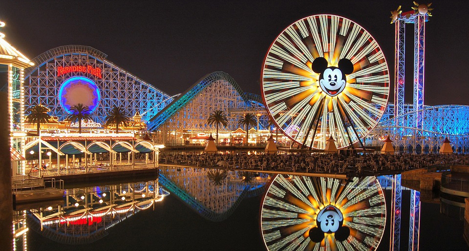 Disneyland California at night