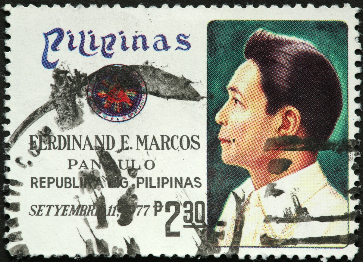 Ferdinand Marcos on a postage stamp