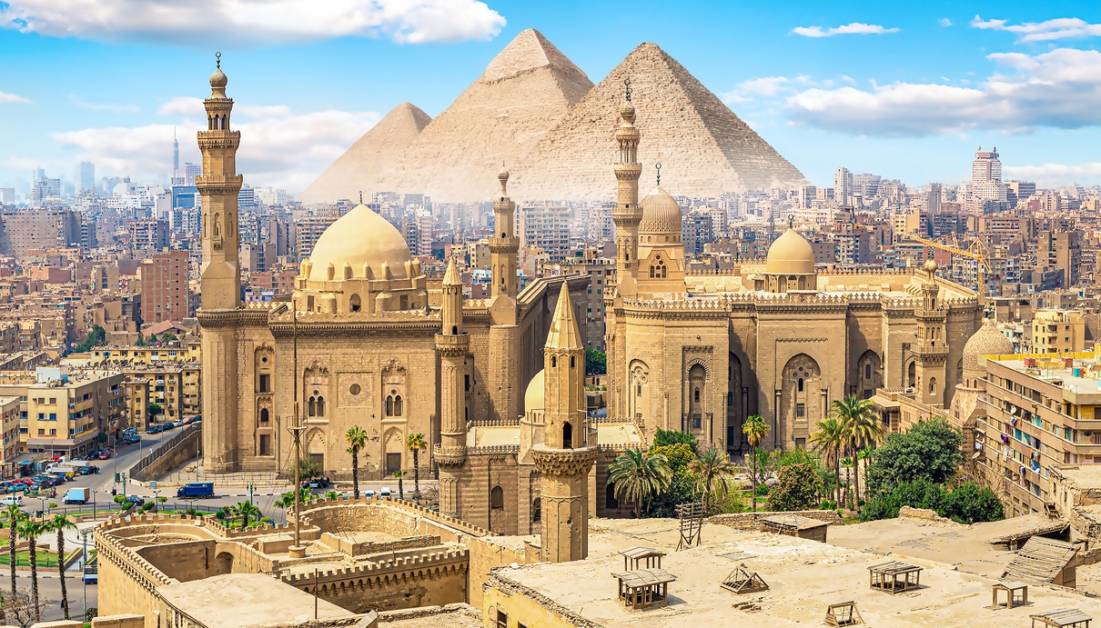 Mosques and pyramids in Cairo
