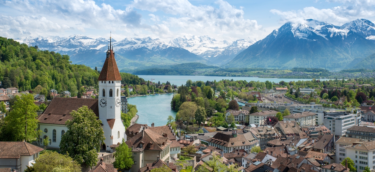 a beautiful view of a city in Switzerland