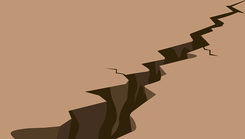 an illustration of a cracked road due to earthquake