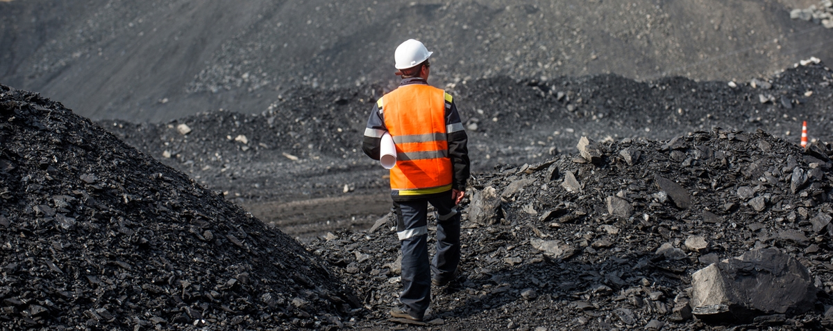coal mining in an open pit