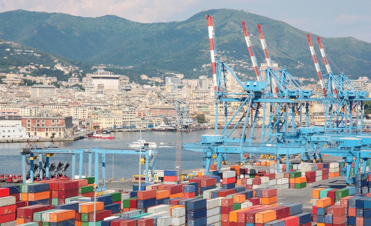 container Terminal in the port of Genoa Italy