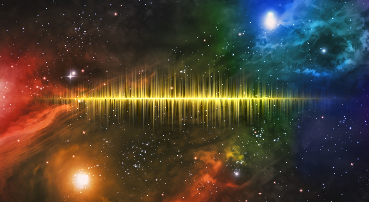 graphic art of soundwaves in outer space