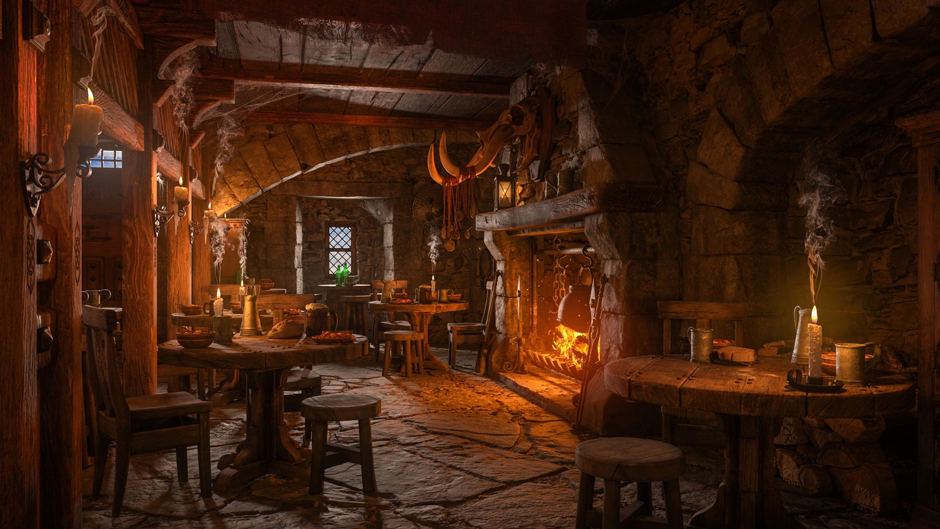 inside a medieval tavern