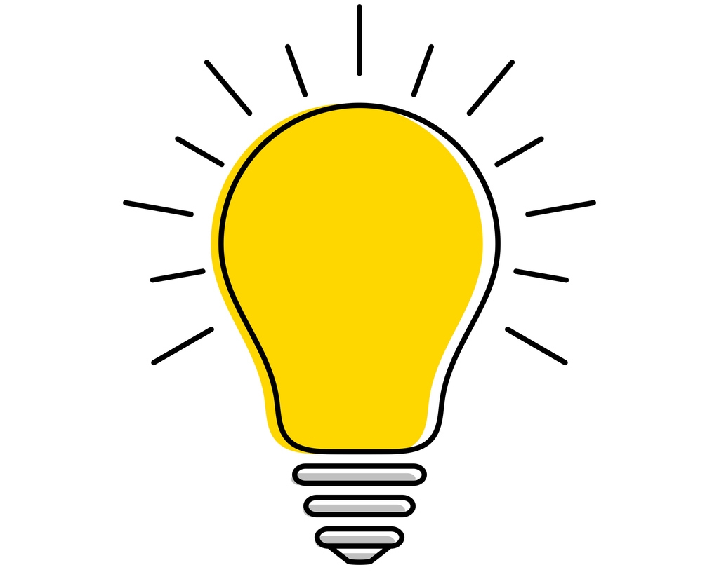 light bulb, yellow light bulb icon