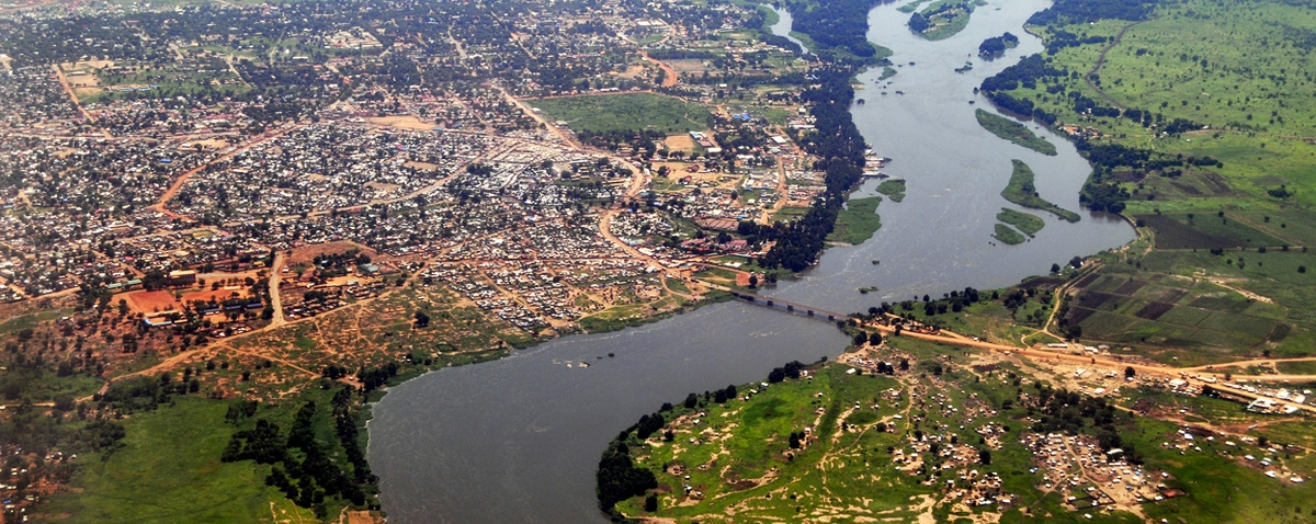 the Nile River in the middle of Juba in South Sudan