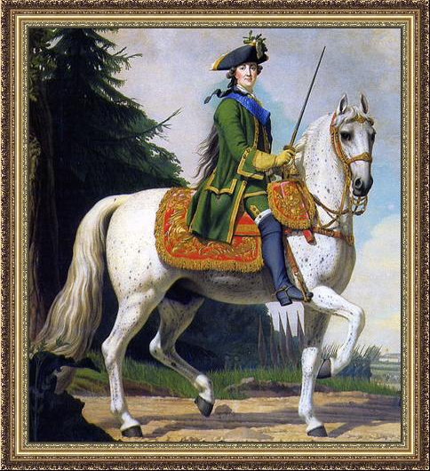 Equestrian portrait of Catherine in the Preobrazhensky Regiment's uniform