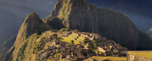 The Macchu Picchu, a UNESCO World Heritage Site near Cusco in Peru, at twilight