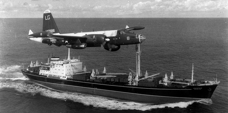 a United States Navy aircraft shadowing a Soviet freighter