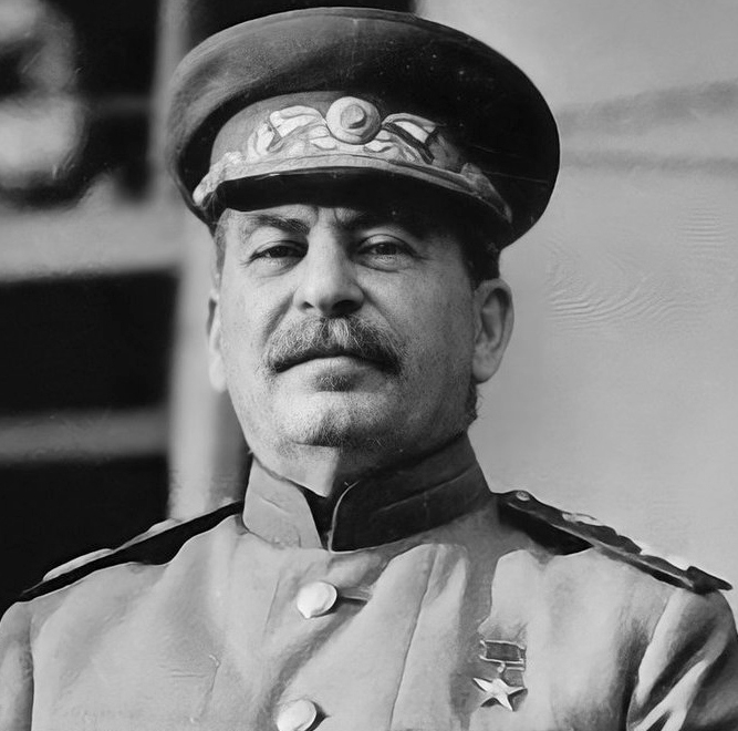 a cropped image of Joseph Stalin during the Tehran Conference