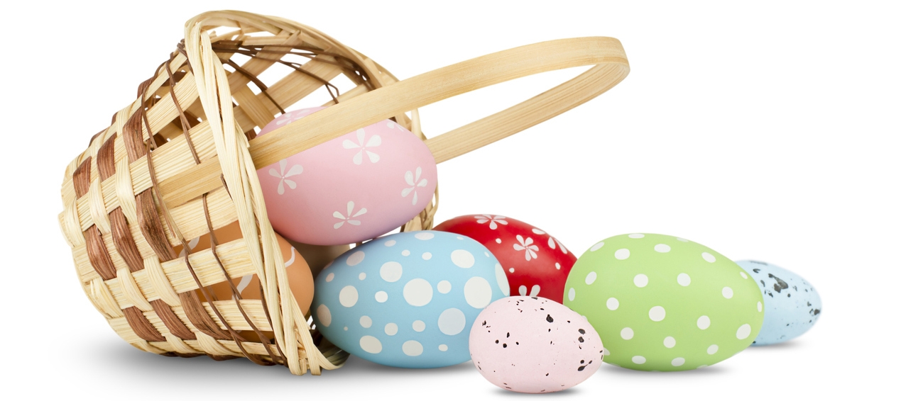 a basket with Easter eggs
