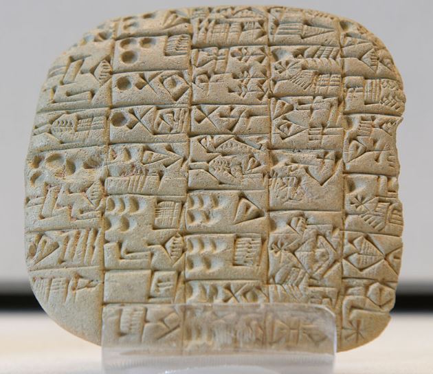 Bill of sale of a field and house, from Shuruppak; c. 2600 BC; height: 8.5 cm, width: 8.5 cm, depth: 2 cm; Louvre