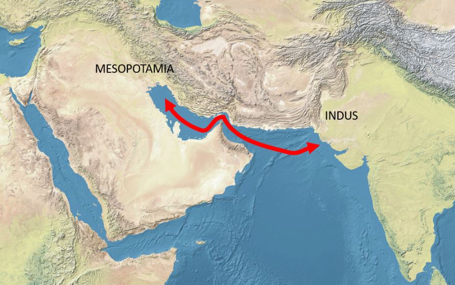 The trade routes between Mesopotamia and the Indus would have been significantly shorter due to lower sea levels in the 3rd millennium BC