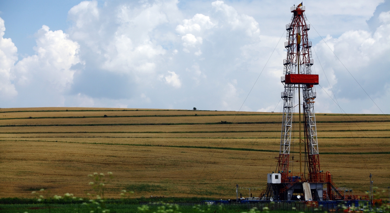 a gas drilling rig on a field