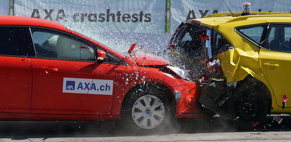 car collision during a crash test