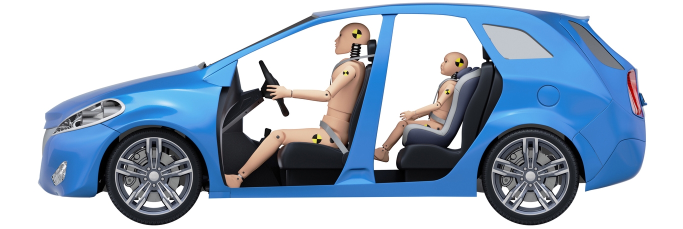 crash test dummies inside a car