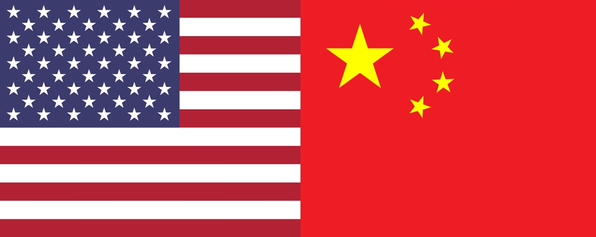 the usa and china flags