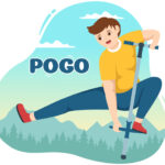 man playing with a pogo stick
