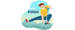 man playing with a pogo stick