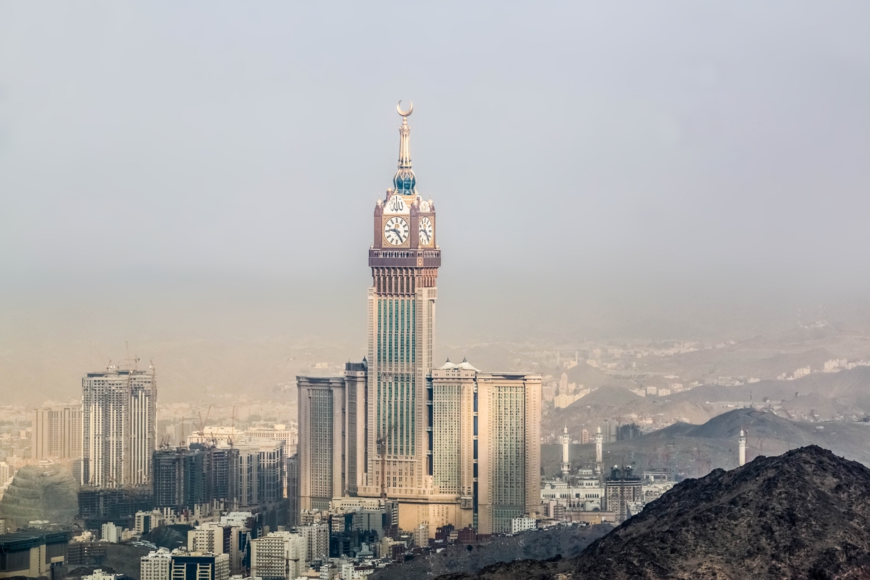 the Abraj Al-Bait Clock Tower in Saudi Arabia