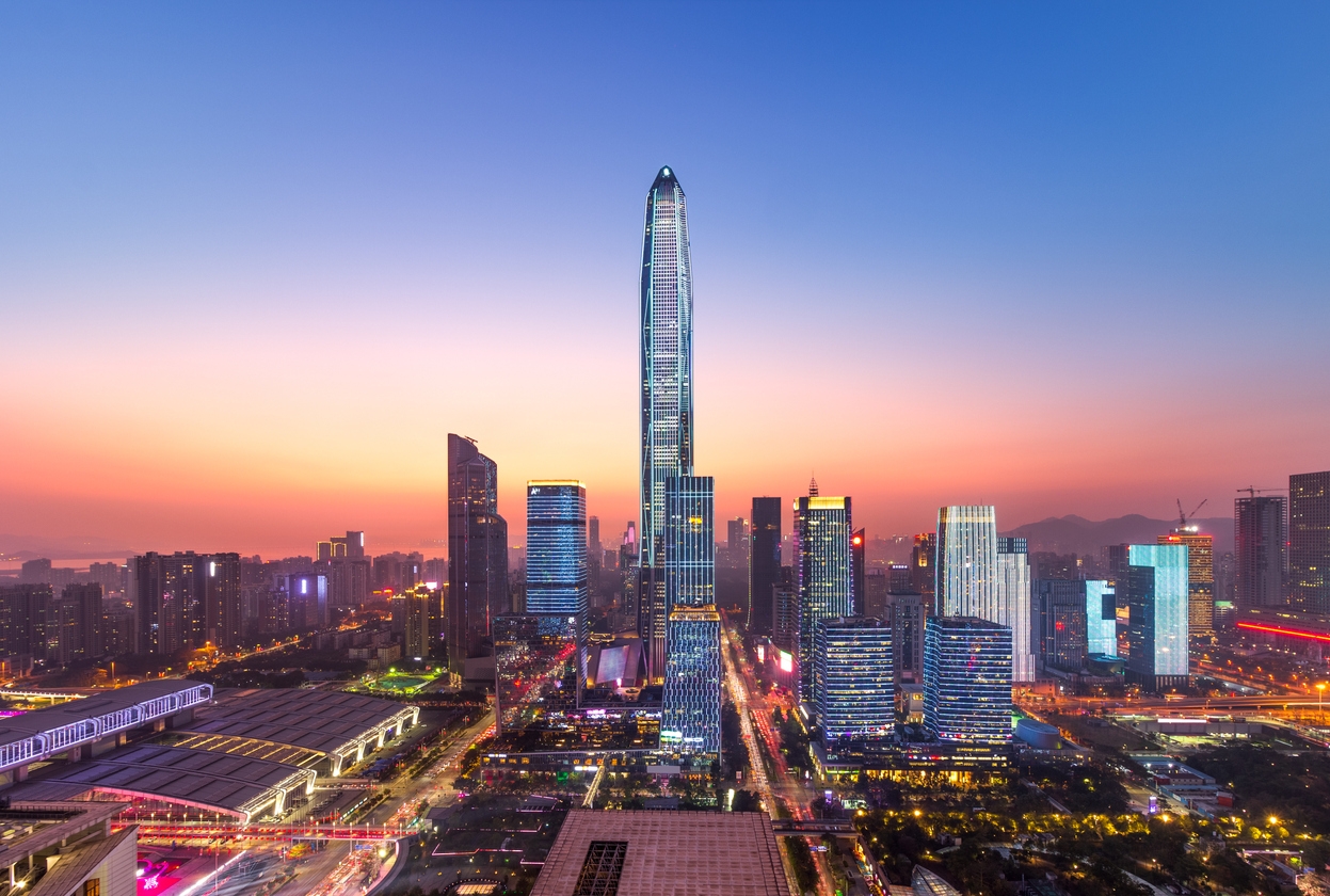 the Ping An International Finance Center building, tallest in Shenzhen 