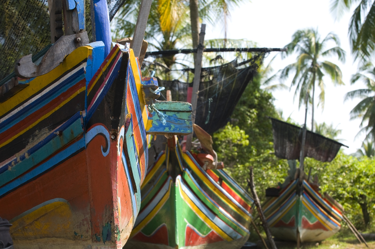 Beautiful African boats painted in bright colors
