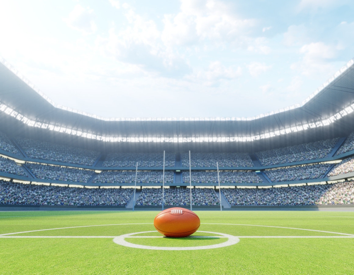 AFL stadium with ball in the center