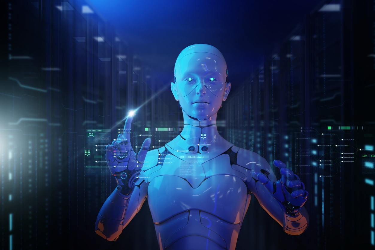 Futuristic AI robot