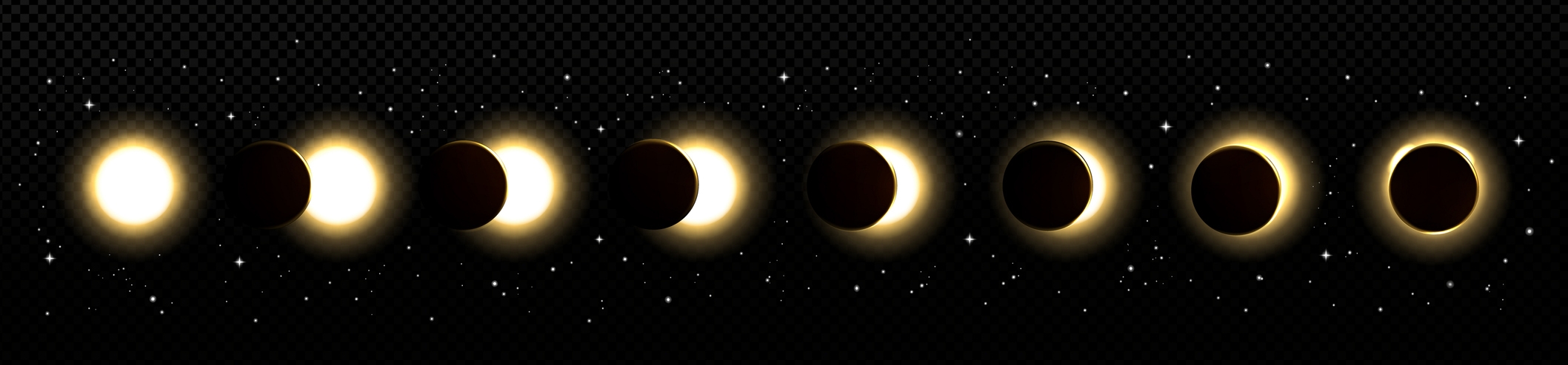 Different phases of total solar eclipse
