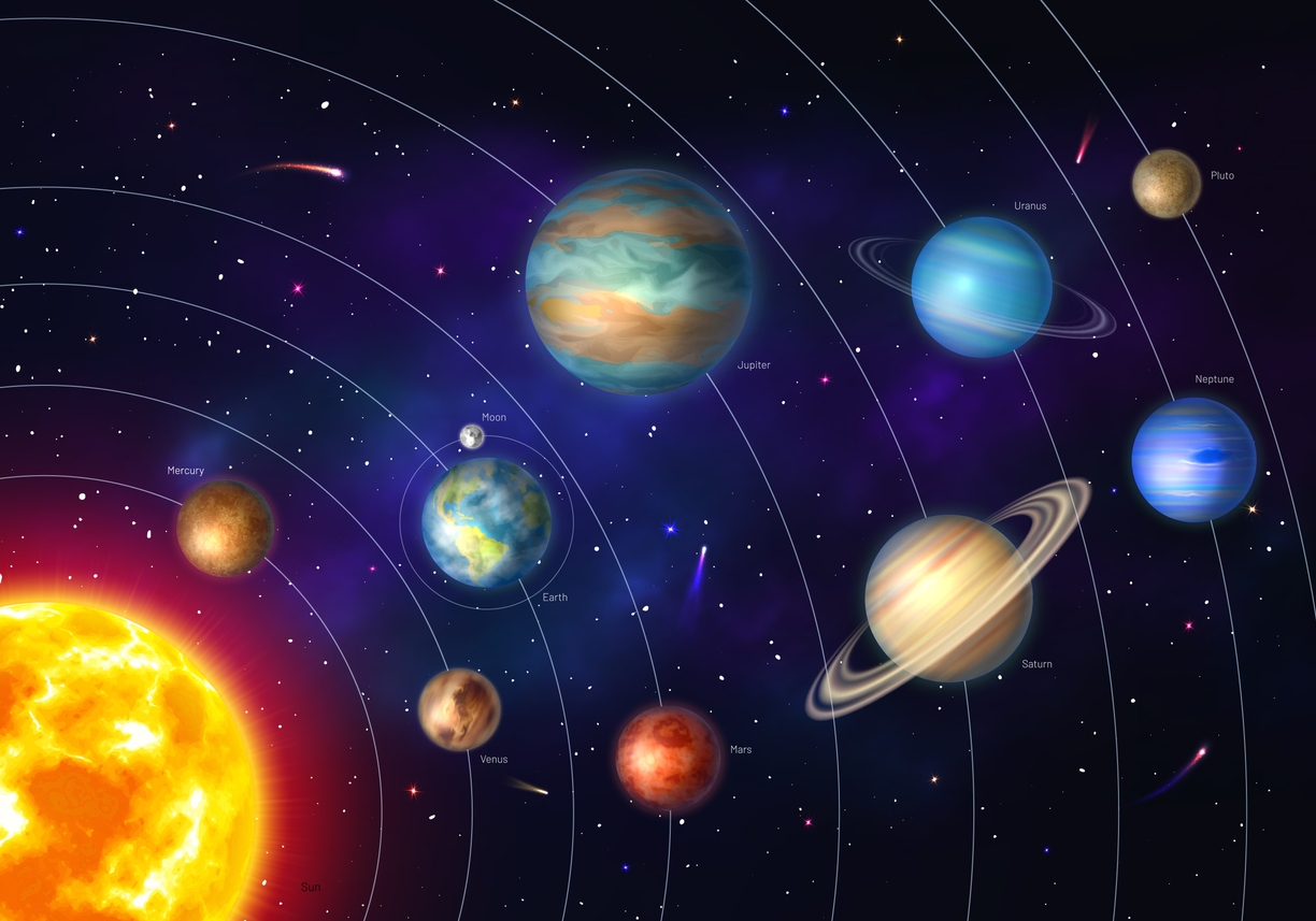 a colorful illustration of solar system