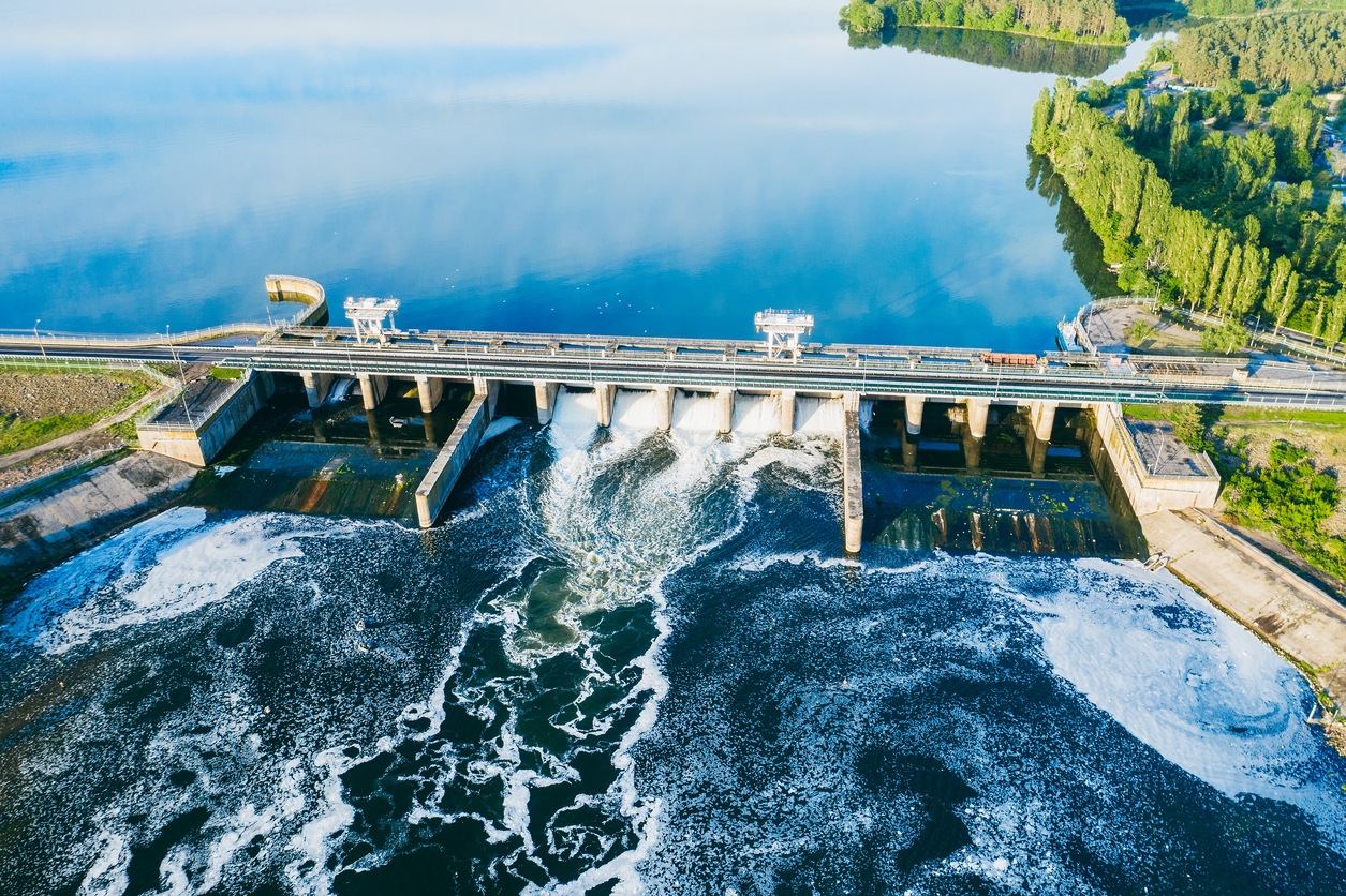 aerial view of a Hydroelectric dam
