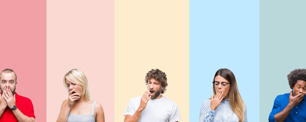 a collage of different people yawning