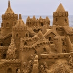 a majestic sandcastle on the beach