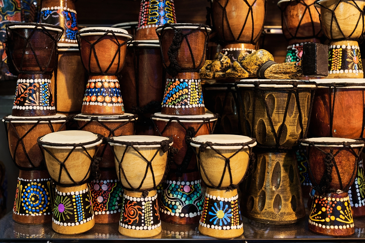 many small African drums