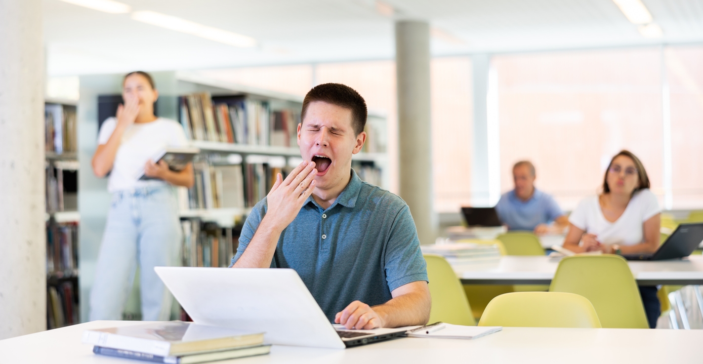 office workers yawning together