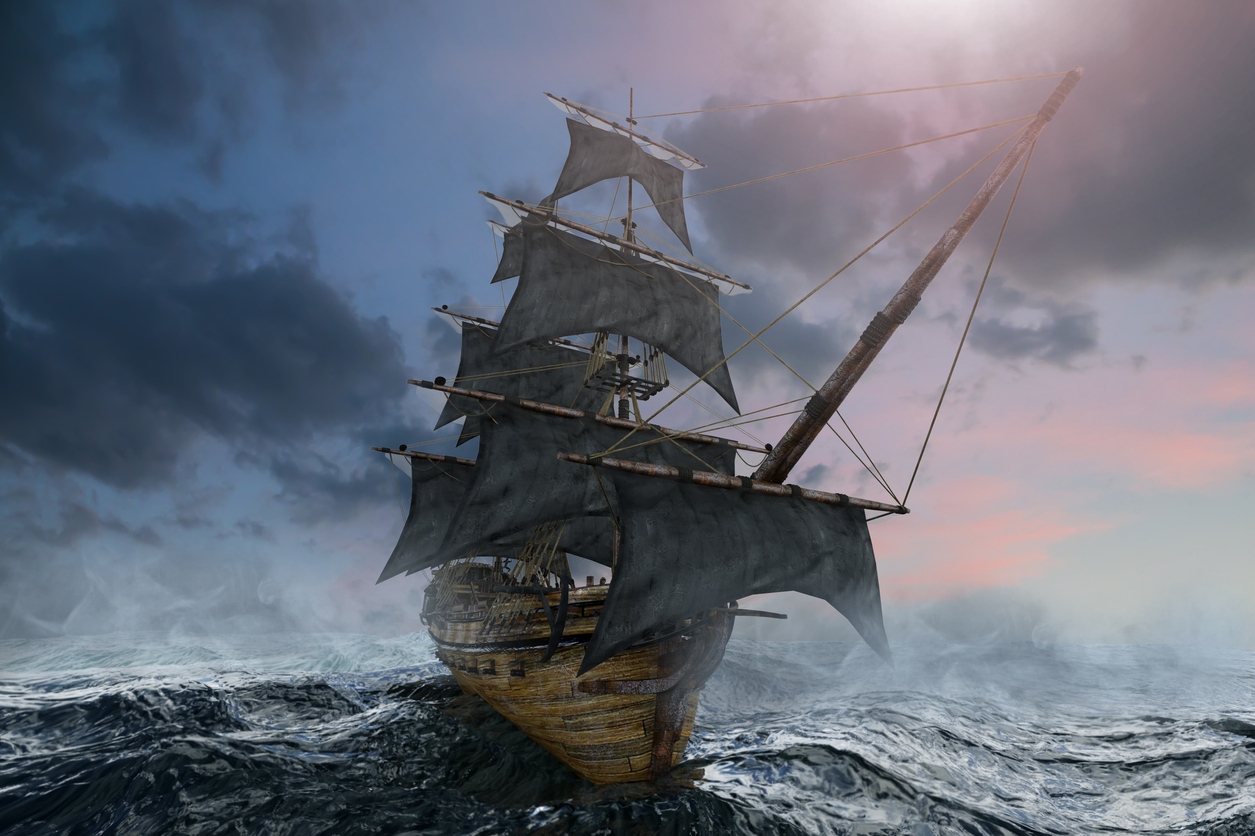 3d rendered image of a brigantine ship