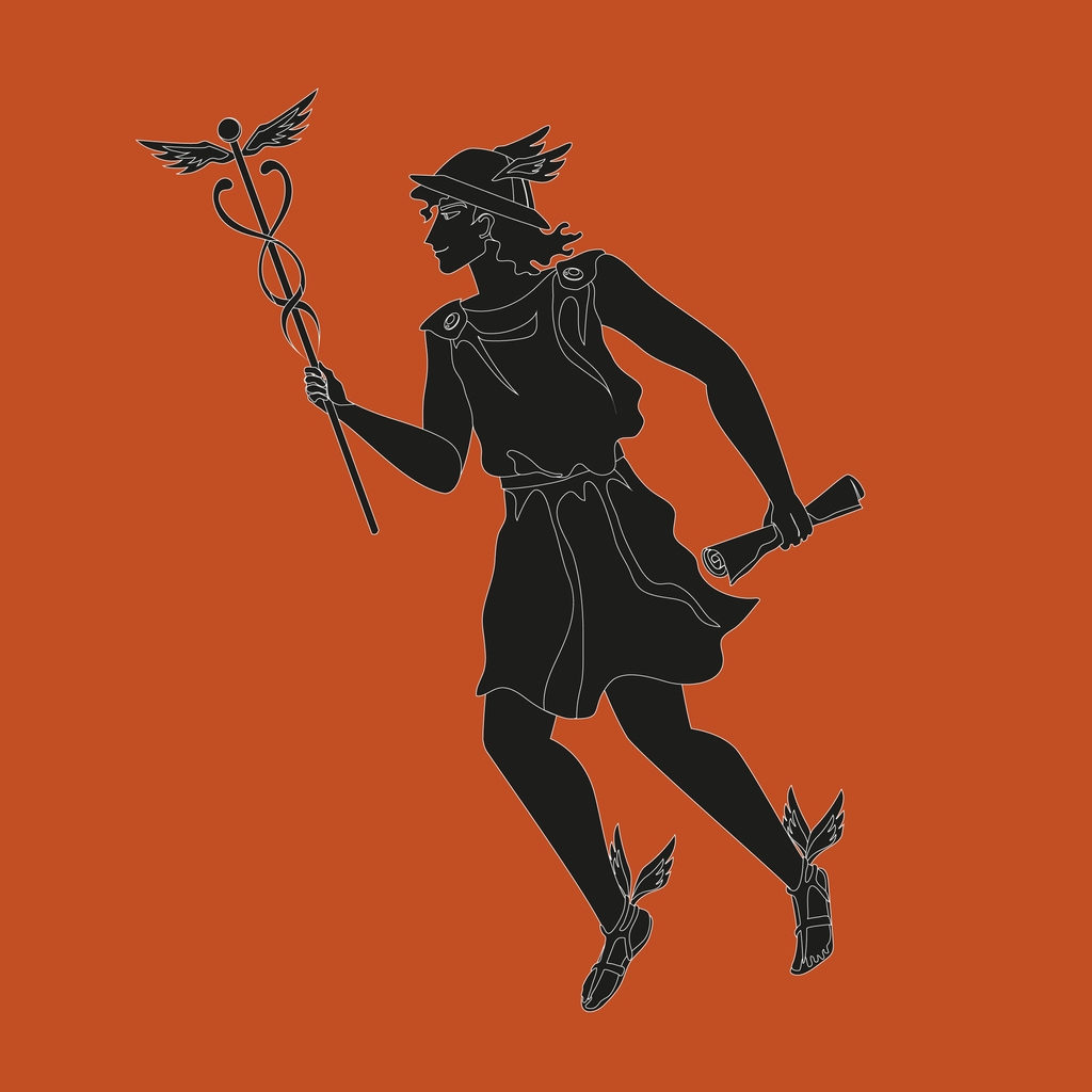 Black silhouette of Hermes