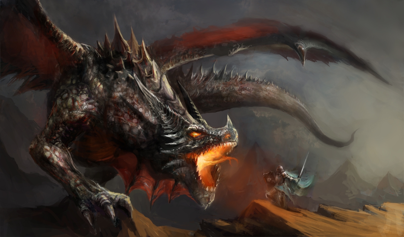 Menacing dragon 3D illustration