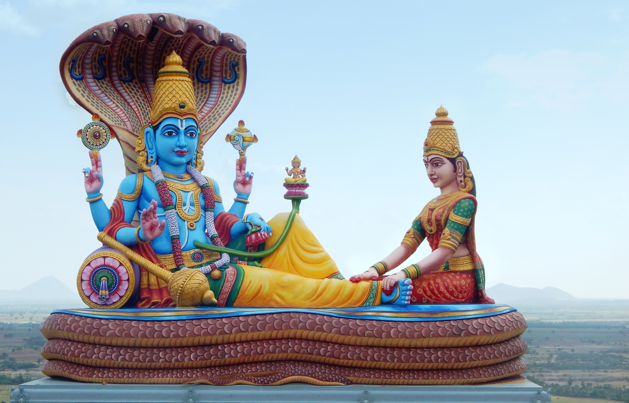 Statues of lord Vishnu and Lakshmi