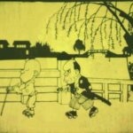 A frame from Namakura Gatana (1917), the oldest surviving Japanese animated short film made for cinemas